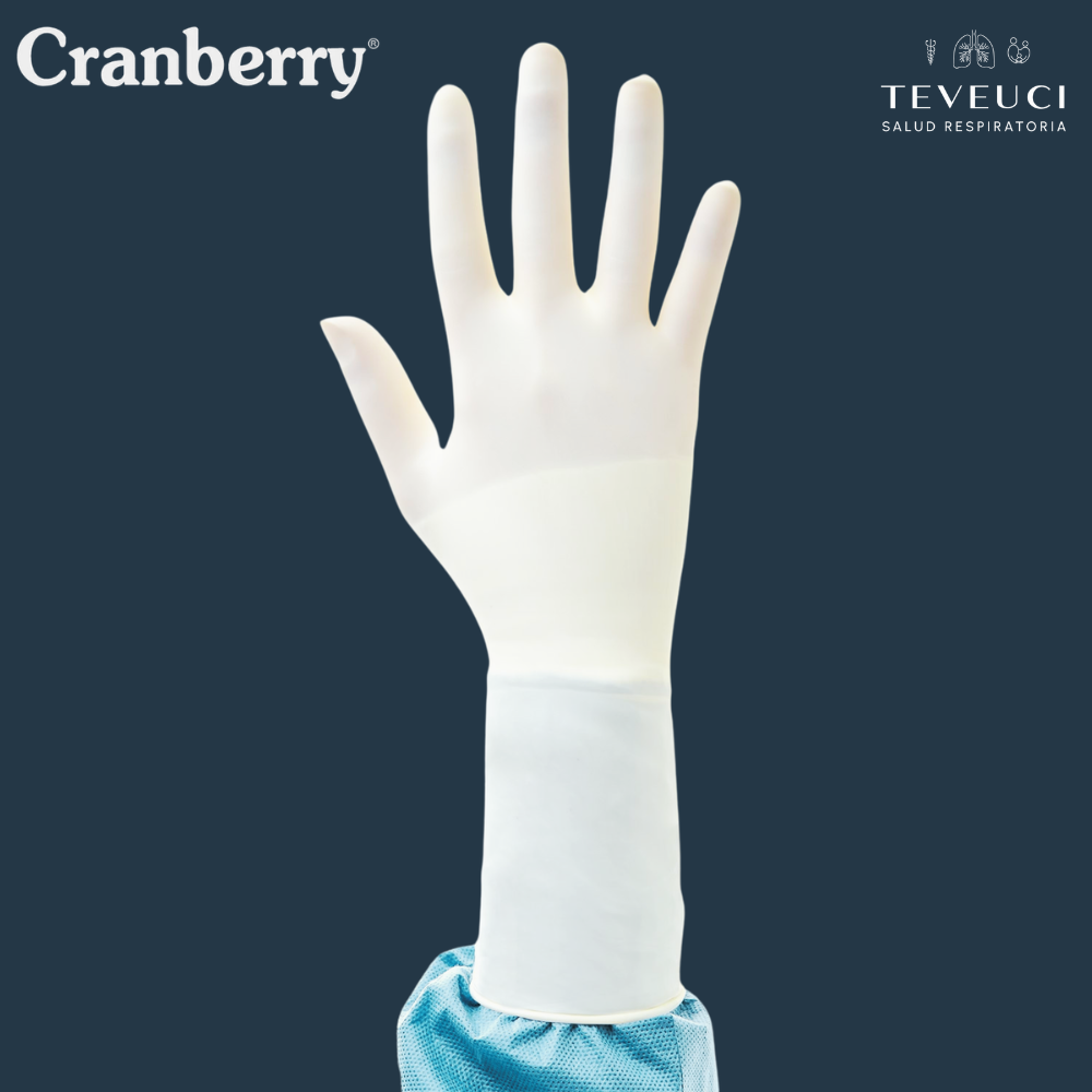 Par Guantes Latex Esteriles Sin Polvos Blancos Cranberry